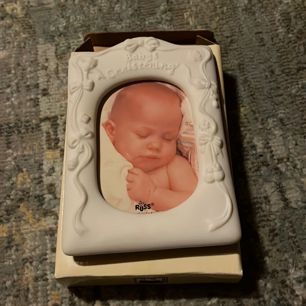 Baby’s Christening Porcelain Picture Frame Never Used
